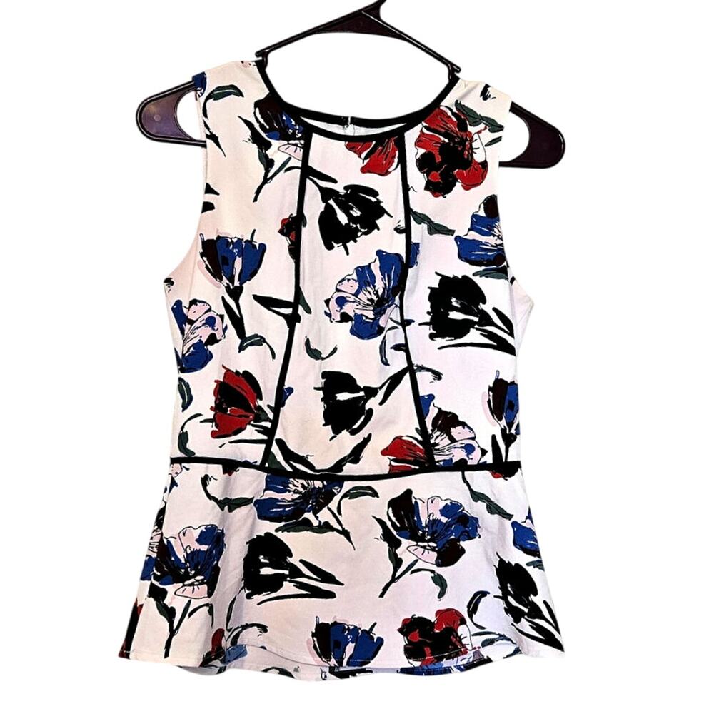 Banana Republic Size 2 Peplum Light Pink Sleeveless Top Floral Flowers Career